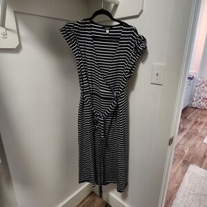 Anna Scholz Plus Sized Size 20 Striped Navy Wrap Around Dress